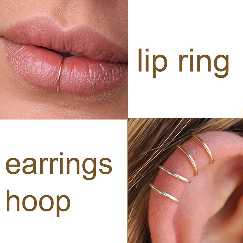 MODRSA Fake Nose Stud Fake Nose Ring Stud Fake Nose Piercing Fake Lip Ring Fake Earrings Stud Silver Gold Fake Cartilage Helix Earring Clip on Earring Hoop Fake Eyebrow Ring Fake Bridge Piercing - Image 5